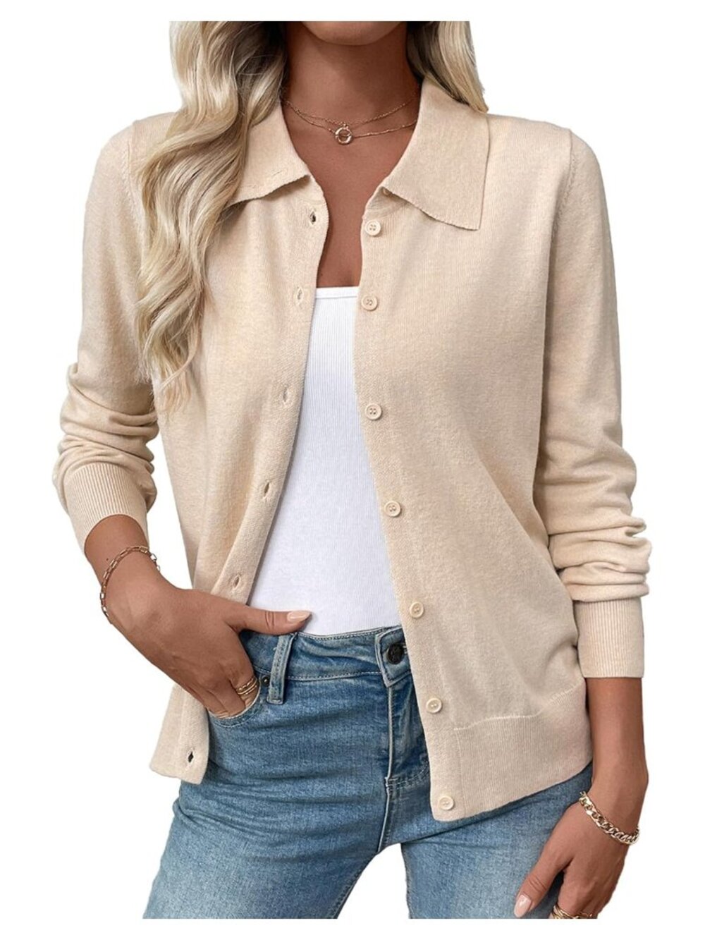 Wool Blend Lightweight Button Down Cardigan Sweater